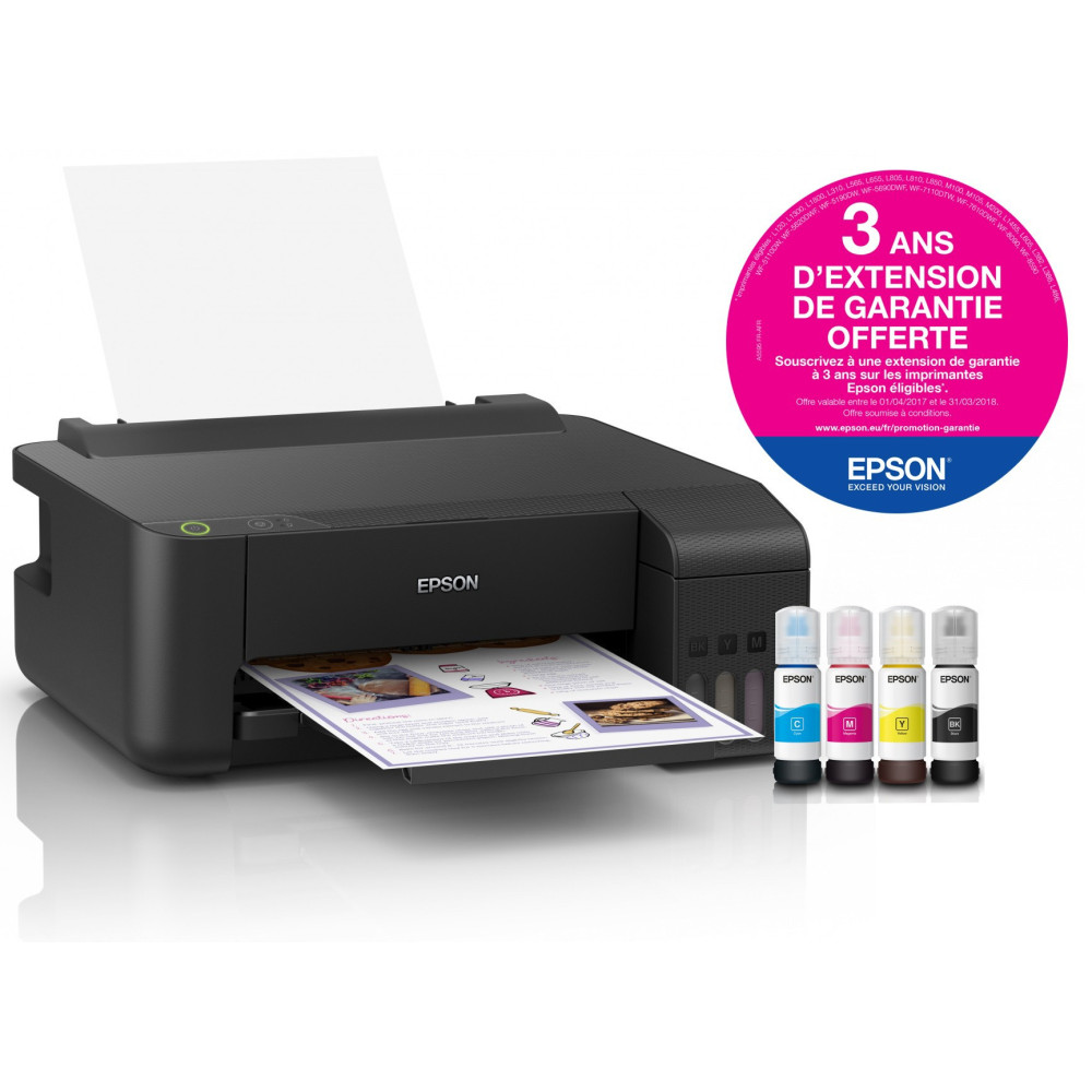 Imprimante à réservoir intégré couleur Epson L1110 + 4 Bouteilles d'encre