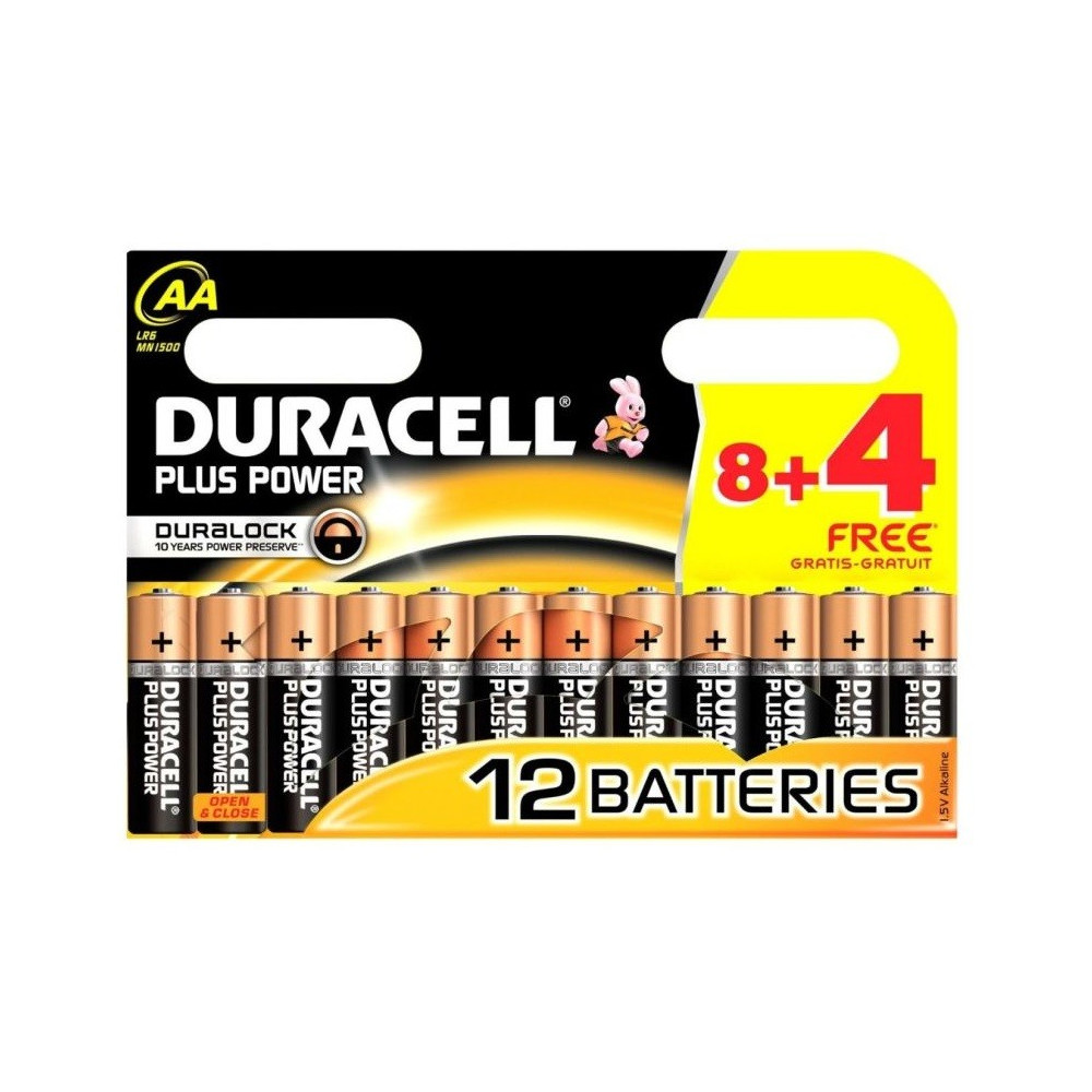 8x Piles Duracell AA Plus Power + 4 piles Offertes