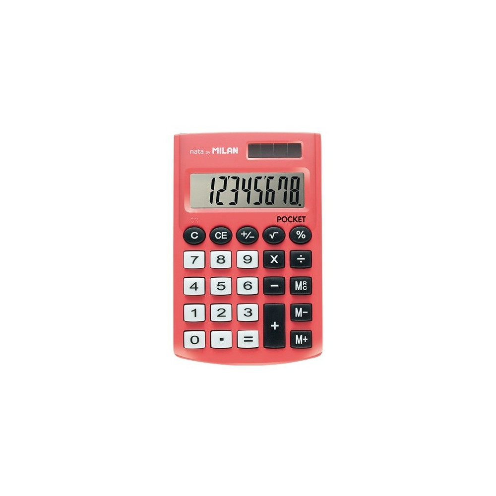 Calculatrice de poche 8 chiffres MILAN avec Etui / Rouge