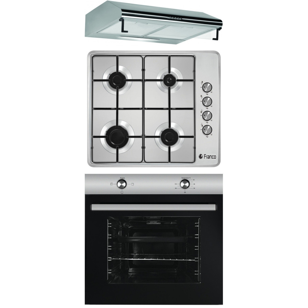 Pack Encastrable Franco: Plaque + Hotte + Four / Inox