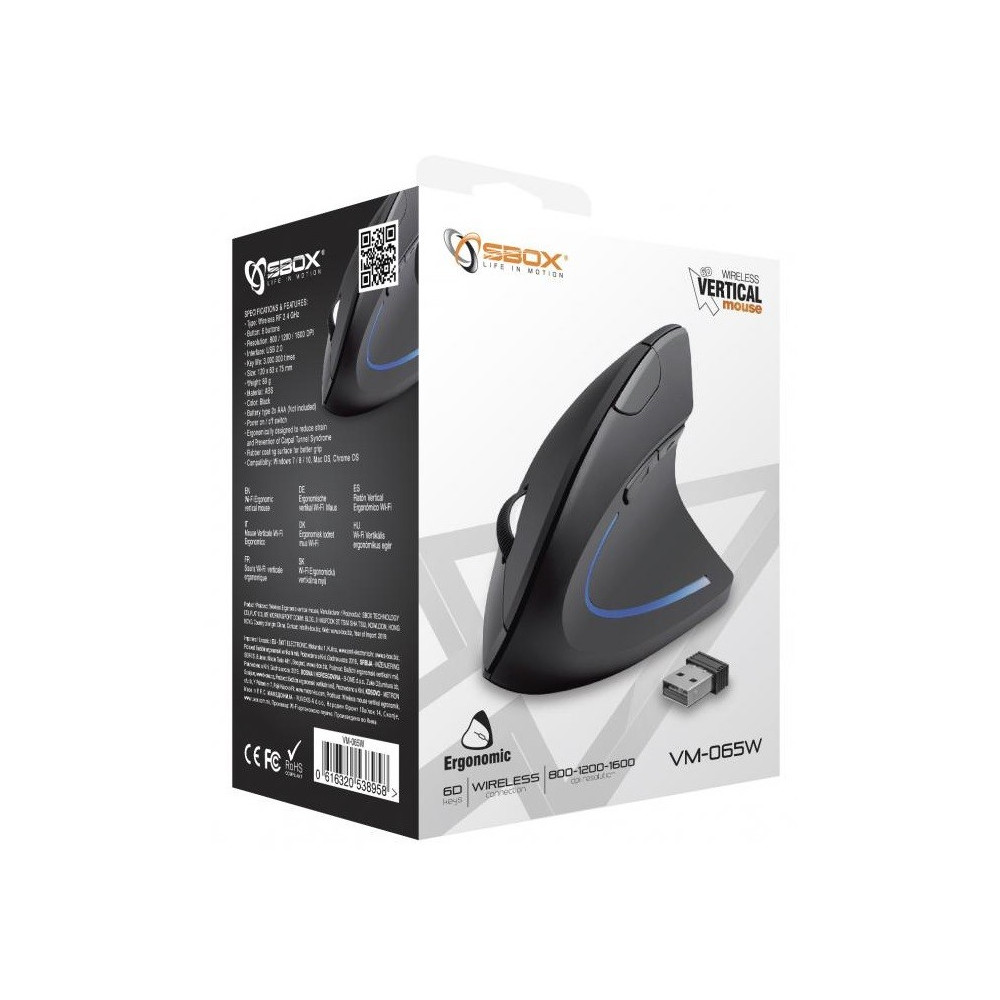 Souris sans fil Professionnelle Verticale Sbox VM-065W