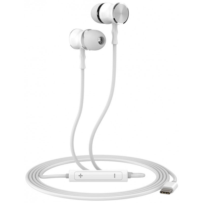 Écouteurs avec Micro Ksix Small C / USB TypeC / Blanc