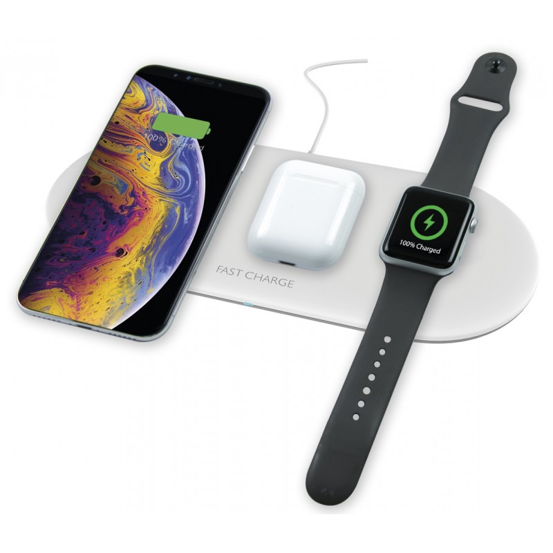 Chargeur sans fil Ksix Station 3en1 pour Smartphone / AirPods / Apple Watch