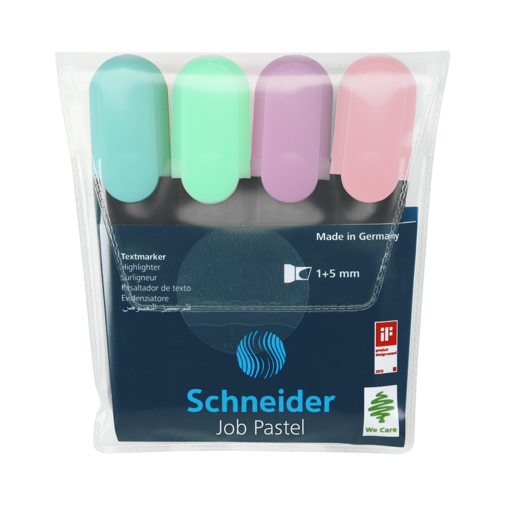 Pochette 4x Surligneurs Schneider Job Pastel