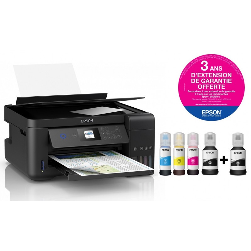 Imprimante à réservoir intégré 3en1 couleur Epson ECOTANK ITS L4160 / Wifi / Garantie 3 ans + Rame Papier A4 de 250 Feuilles + Câble USB