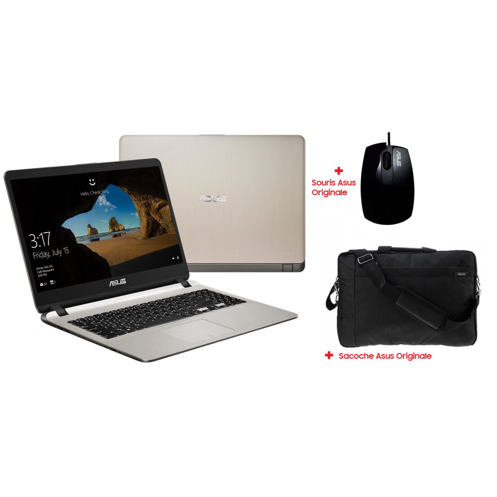 Pc portable Asus X507MA / Dual Core / 4 Go / Gold + Sacoche Asus + Souris Asus + SIM Orange Offerte 60 Go
