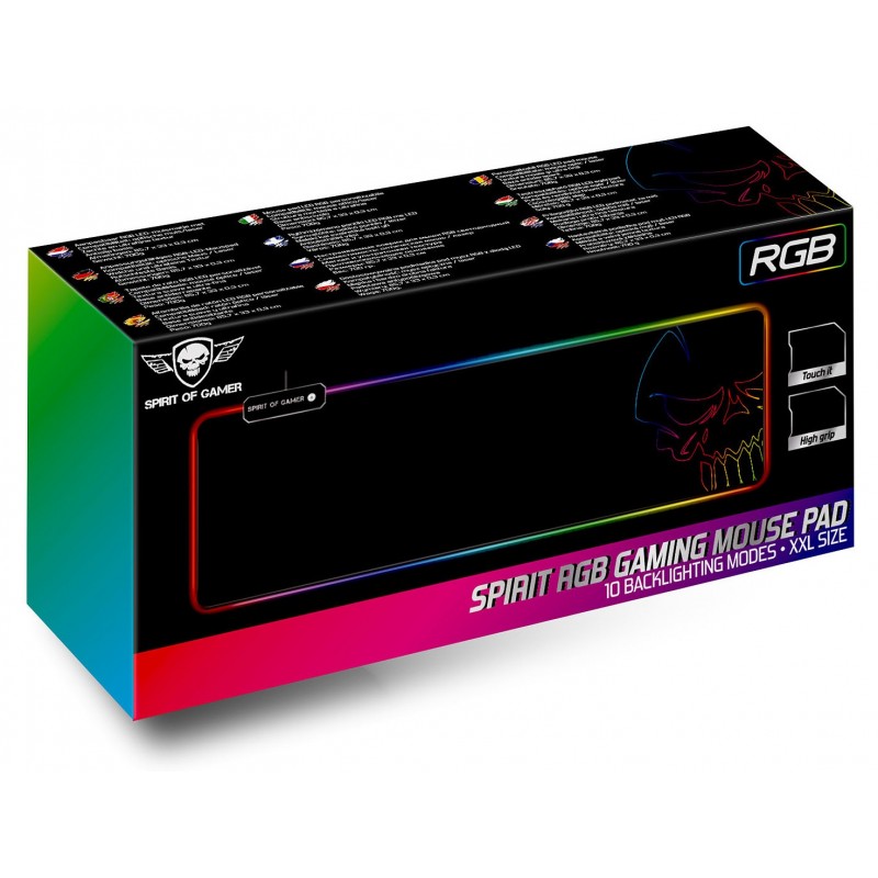 Spirit Of Gamer - Tapis de souris RGB Darkskull avec Hub USB (XXXL)