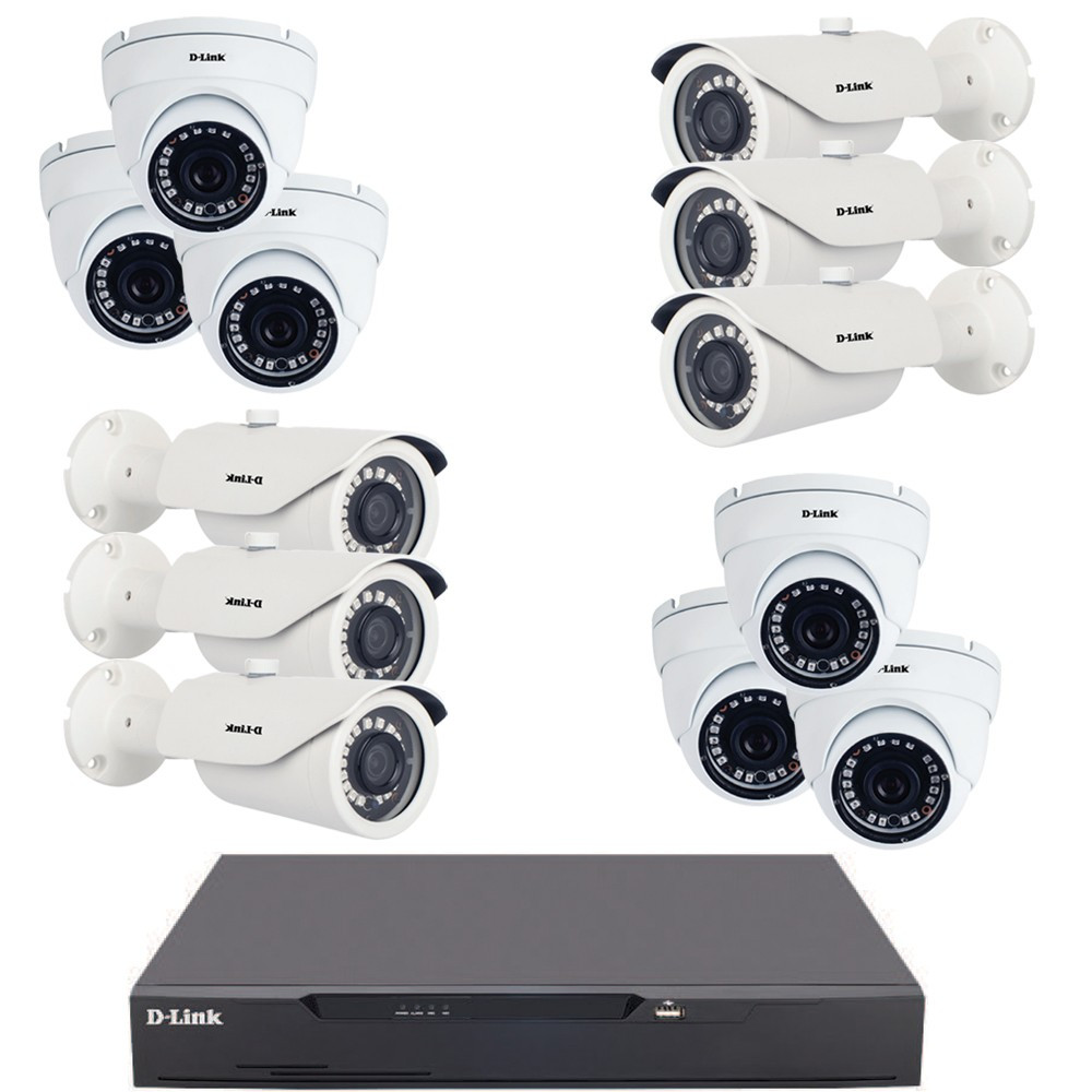 Kit Sécurité D-link: DVR 16 canaux + 6x Caméras Internes 4MP + 6x Caméras Externes 4MP