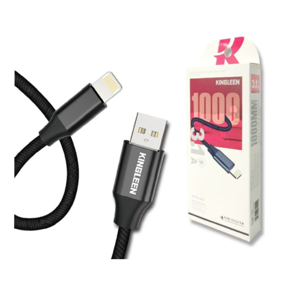 Câble USB vers Lightning  Kingleen K208 / 3.1A / Noir