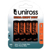 4x Piles Uniross Extra Heavy Duty Zinc AA BP4