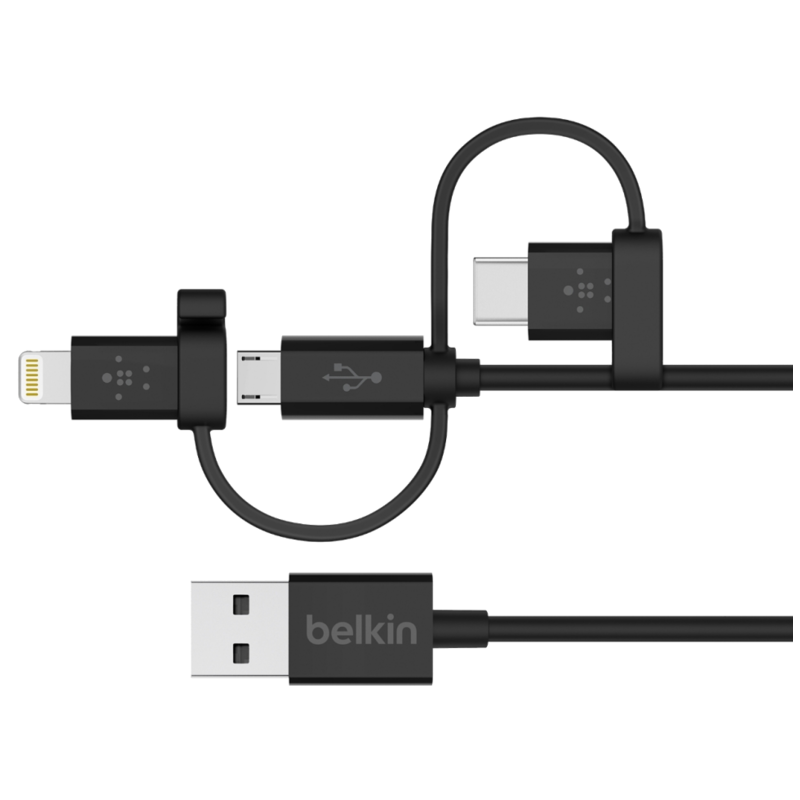 Câble universel USB Vers USB Type C / micro USB / Lighting / 1.2 m image 0