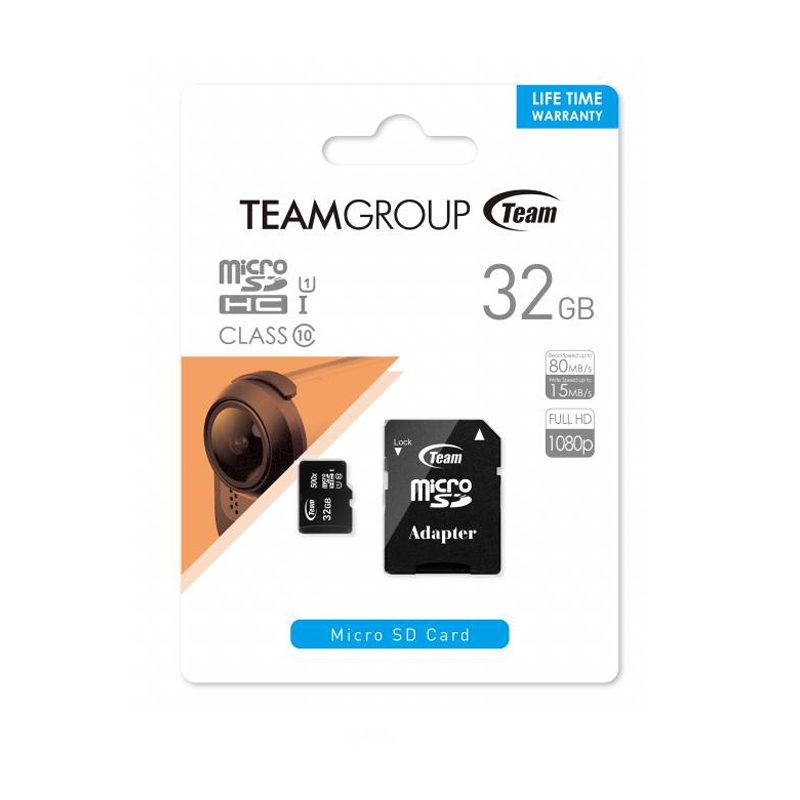 CARTE MÉMOIRE TEAMGROUP MICRO SDHC CLASS 10 AVEC ADAPTATEUR 32GO