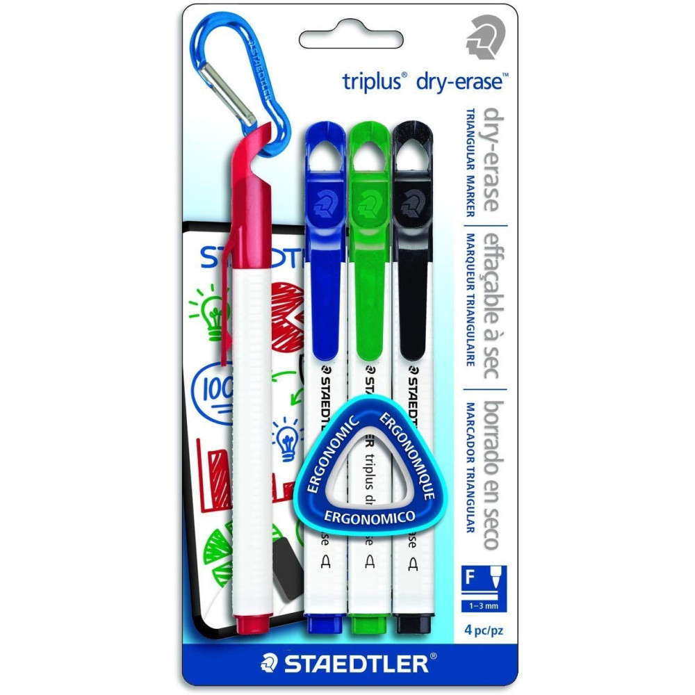 4x Marqueurs pour tableau blanc STAEDTLER Triplus 3551 / Noir