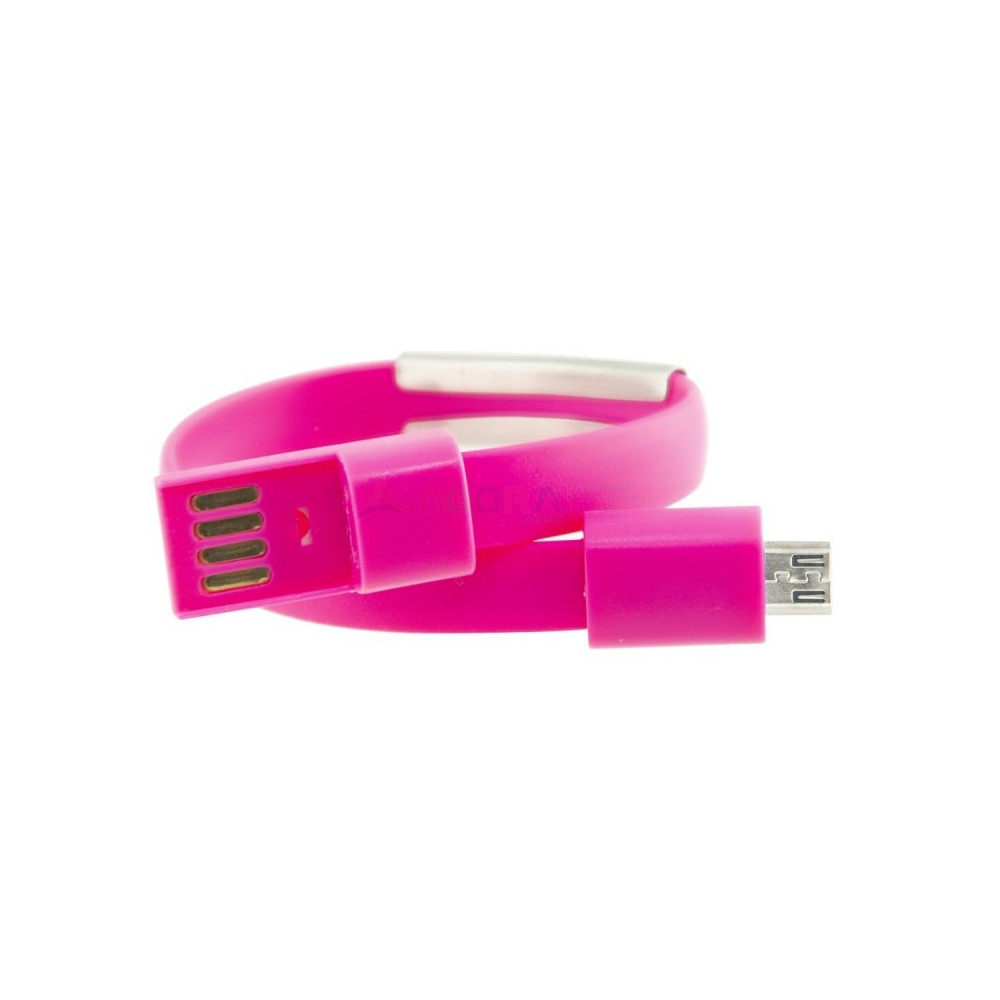 Câble Bracelet Contact Micro USB Vers USB Type C Charge et Données / Rose
