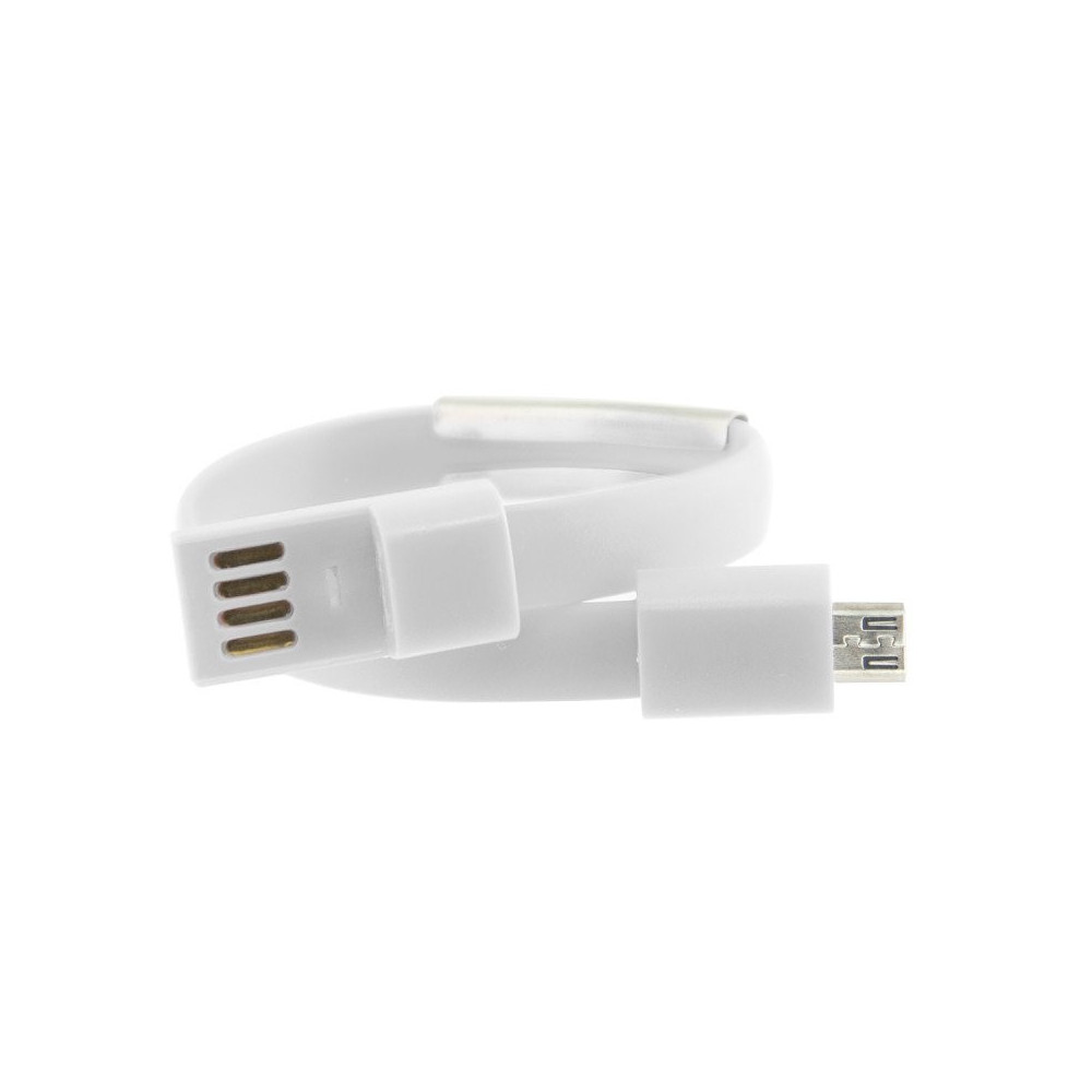 Câble Bracelet Contact Micro USB Vers USB Type C Charge et Données / Blanc