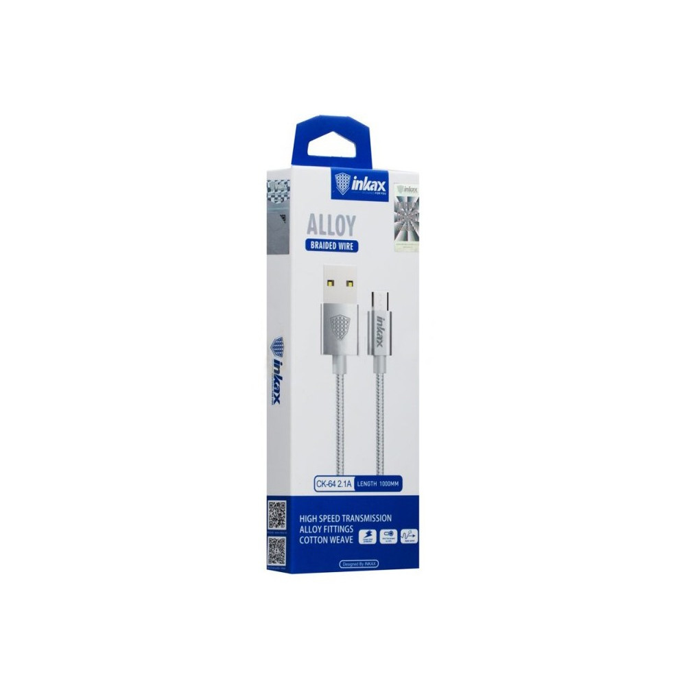 Câble USB vers Micro USB Inkax CK-64 2.1A / 1M / Blanc