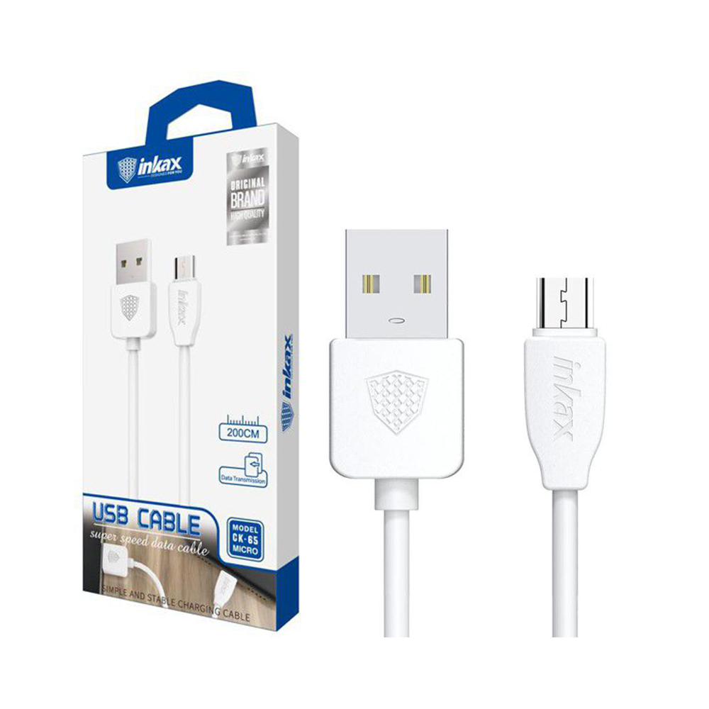 Câble USB vers Micro USB Inkax CK-65 2.1A / 2M / Blanc