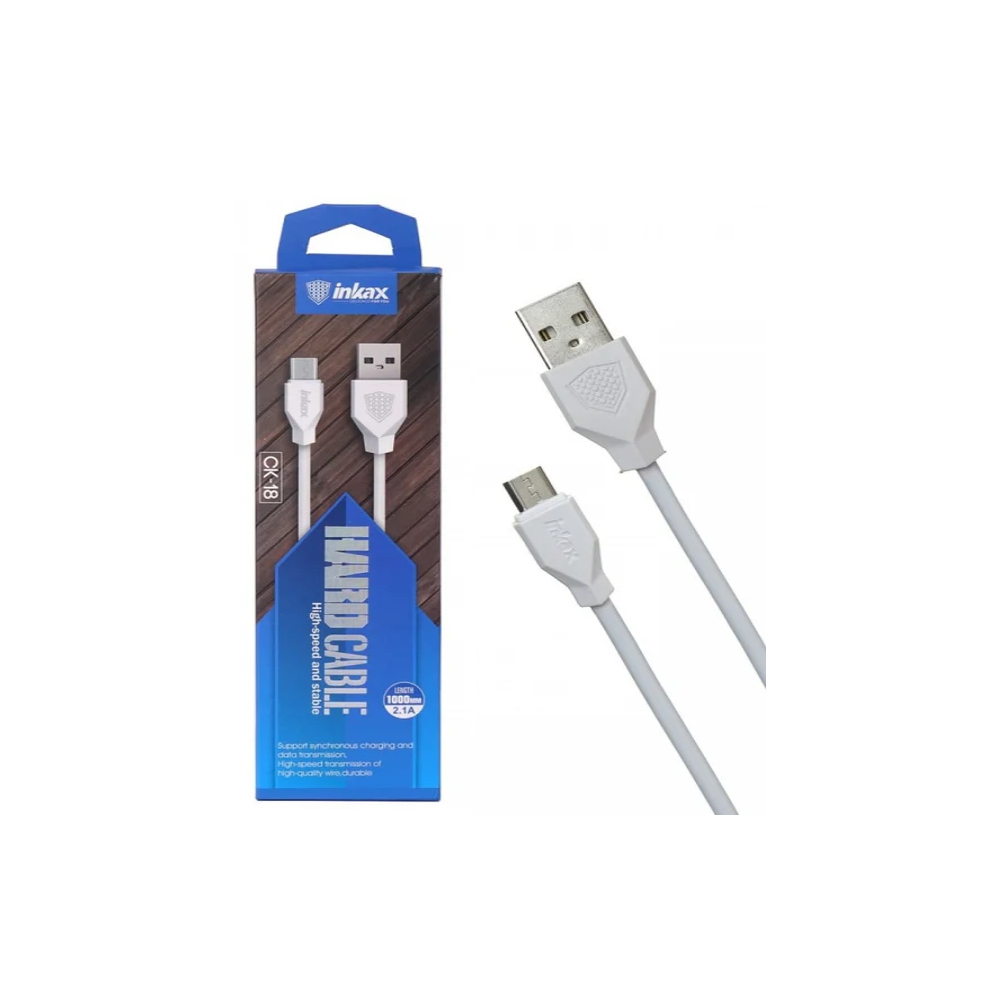 Câble USB vers Micro USB Inkax CK-18 2.1A / 1M / Blanc