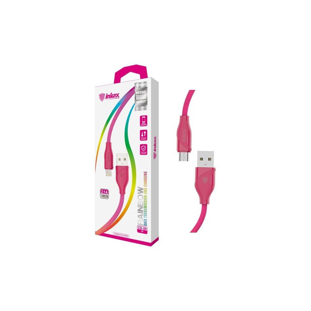 Câble USB vers Micro USB Inkax CK-59 2.1A / 1M / Rose