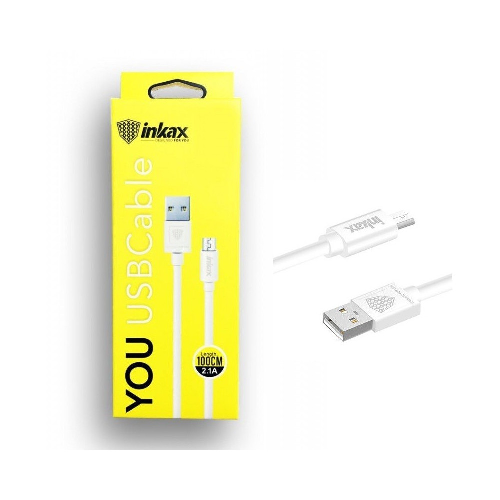 Câble USB vers Micro USB Inkax CK-01 2.1A / 1M / Blanc