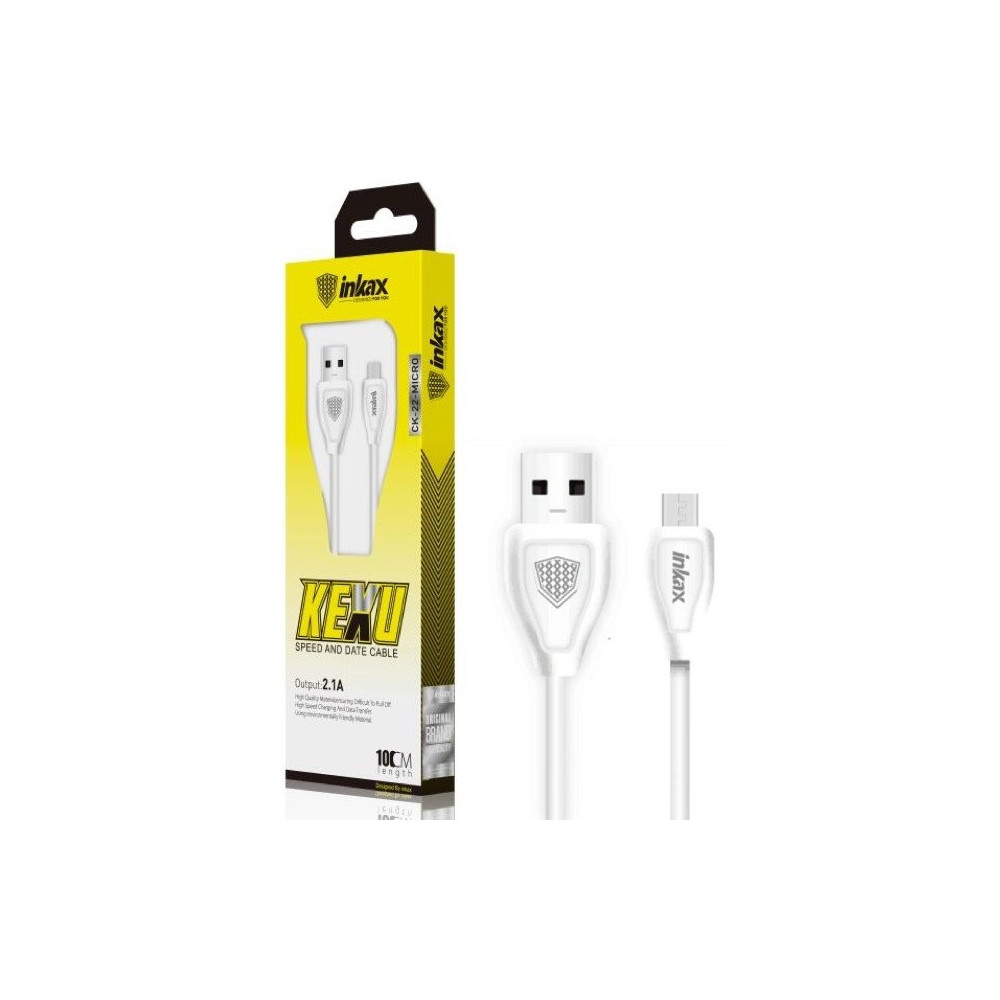 Câble USB vers Micro USB Inkax CK-22 2.1A / 1M / Blanc