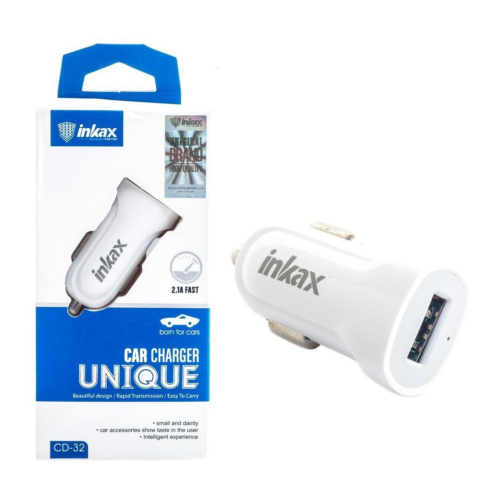 Chargeur Allume Cigare Inkax CD-32 2.1A / Blanc