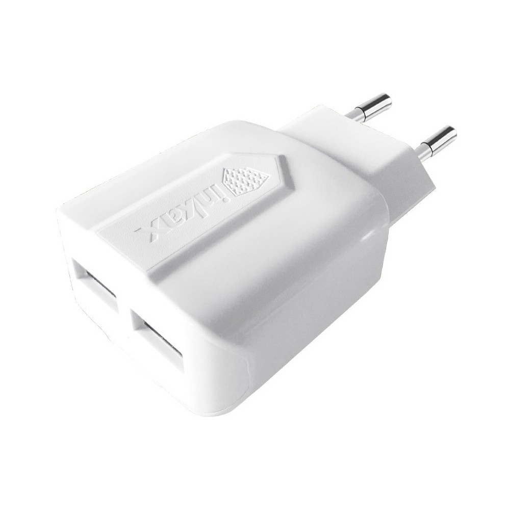 Chargeur Secteur Inkax CD-21 2x USB 2.1A / Blanc