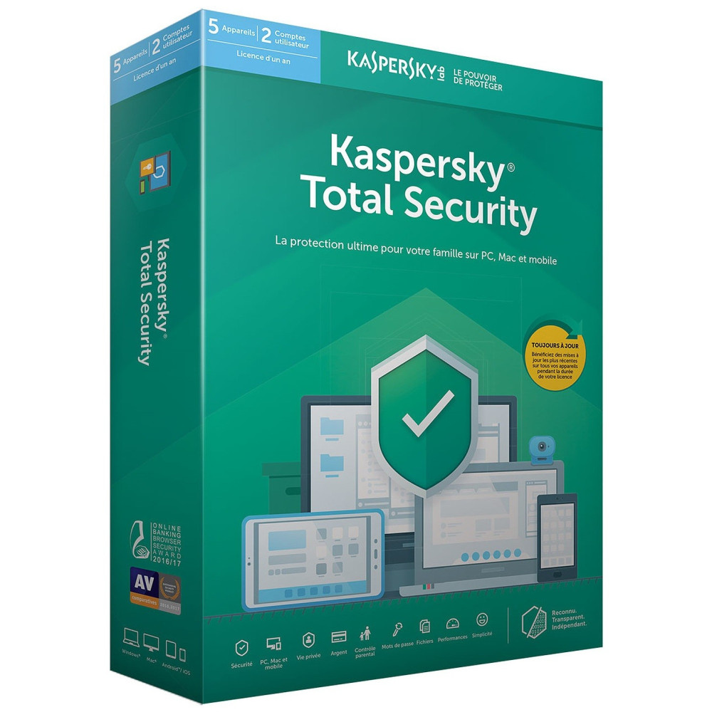 Kaspersky Total Security 2020 - 1 an / 5 postes