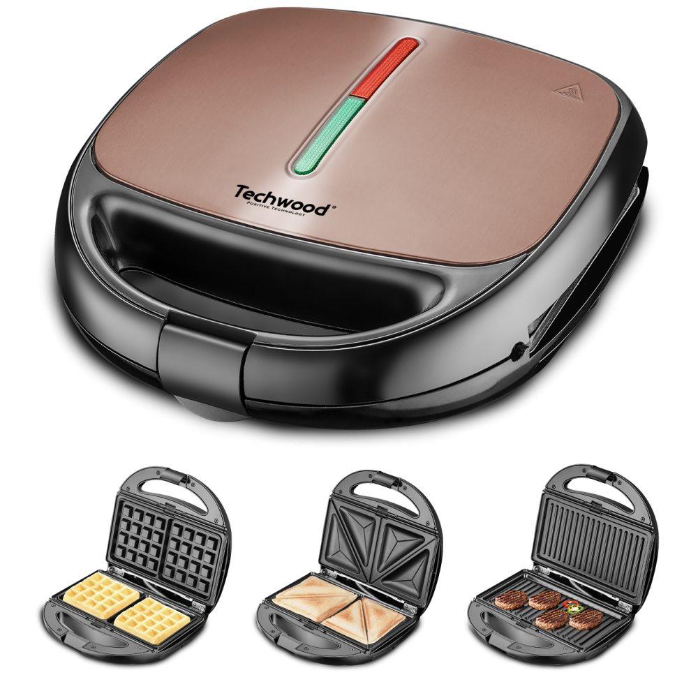 Gaufrier / Croque / Grill INOX Bronze Techwood TGCI-811 / 800W