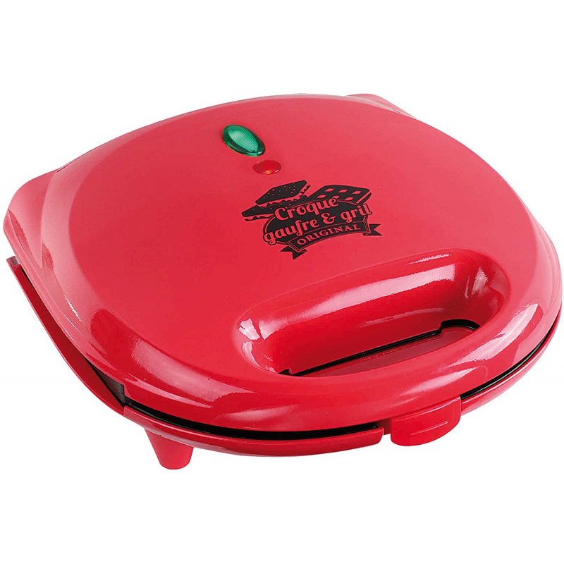 APPAREIL DE CUISSON LIVOO 3 EN 1 CROQUE-GAUFRE-GRILL / 700 W / ROUGE