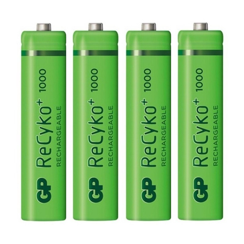 4x Piles GP Rechargeables Recyko+ AAA 1000mAh