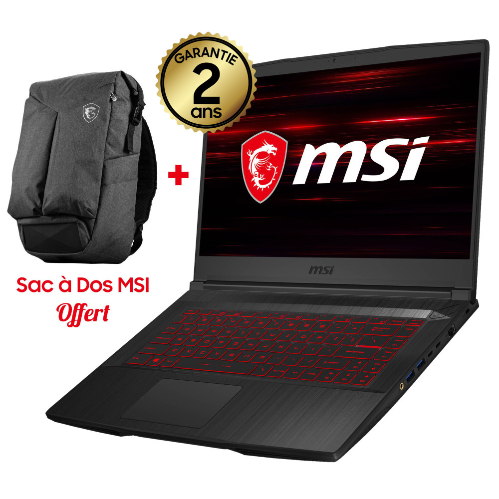 Pc portable MSI Gaming GF65 Thin 9SEXR / i7 9è Gén / 8 Go + Sac à Dos MSI Offert
