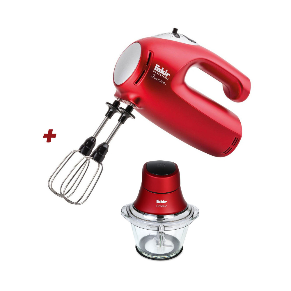 Pack fakir Batteur Sierra 1000 W + Hachoir électrique Atomic 600W / Rouge