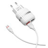 Chargeur Borofone BA24A Double Port USB Vers Micro USB / Blanc