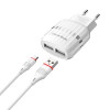 Chargeur Borofone BA24A Double Port USB Vers Micro USB / Blanc