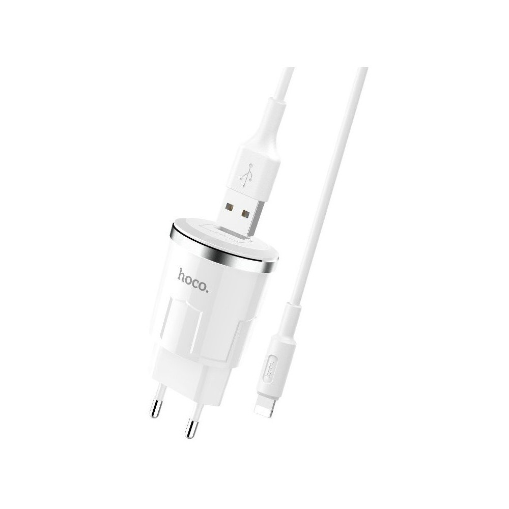 Chargeur secteur Hoco C37A + Câble Lightning 2.4A / 12W / Blanc