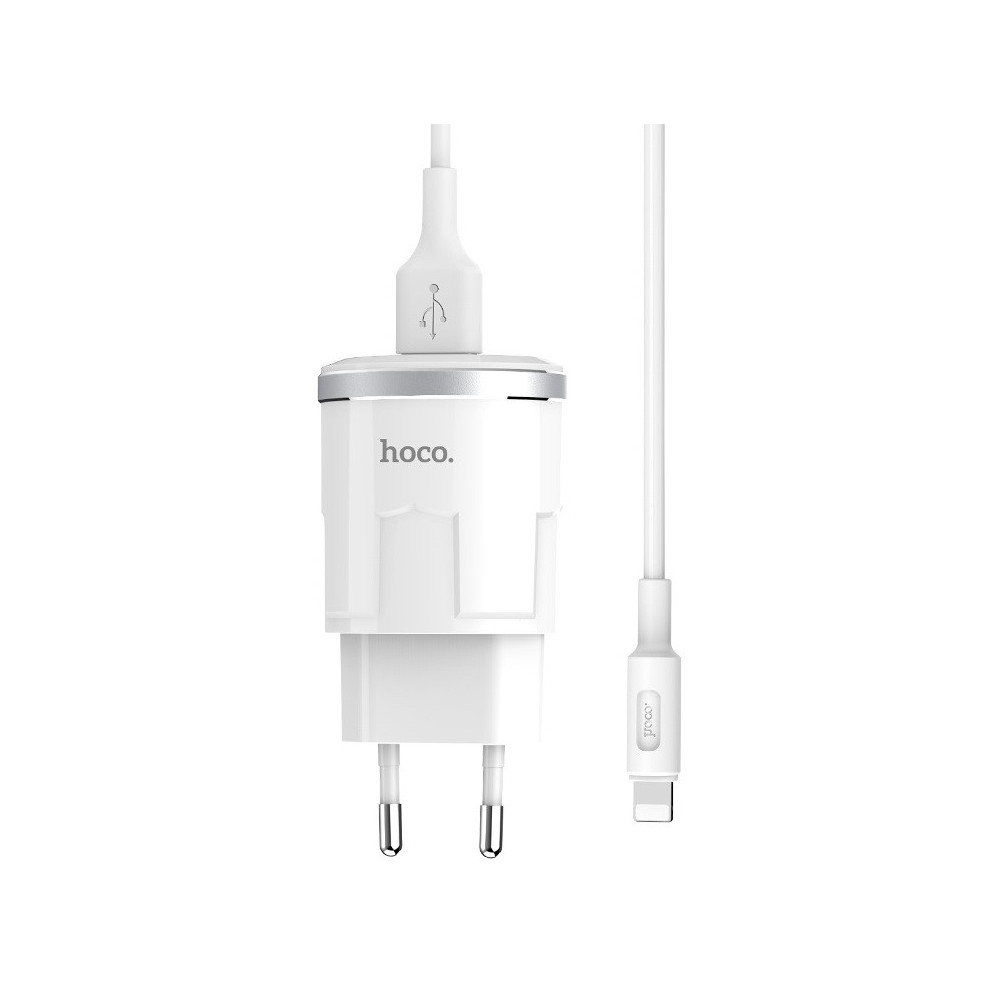 Chargeur secteur Hoco C37A + Câble Lightning 2.4A / 12W / Blanc