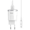 Chargeur secteur Hoco C37A + Câble Lightning 2.4A / 12W / Blanc