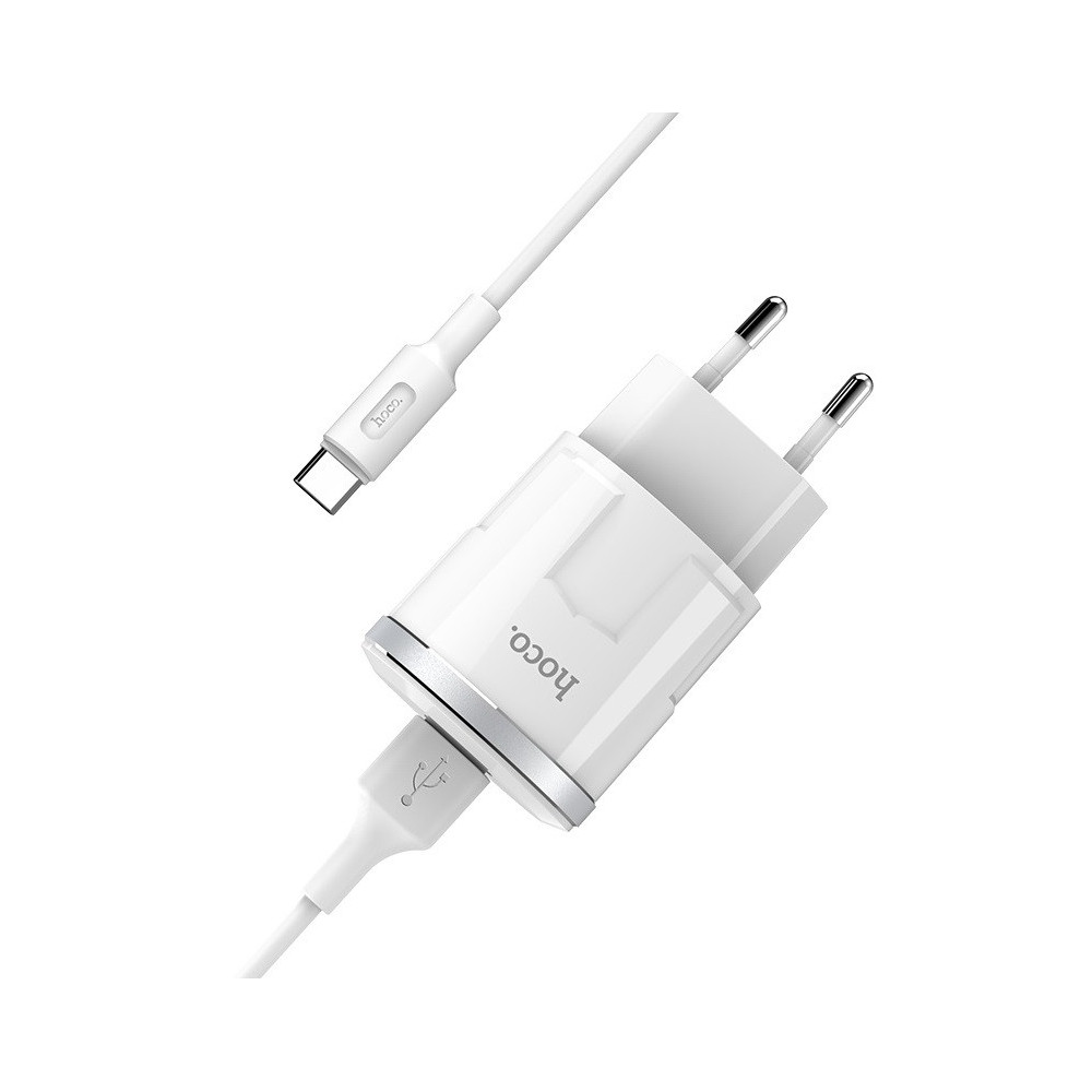 Chargeur secteur Hoco C37A + Câble Pour Type C 2.4A / 12W / Blanc