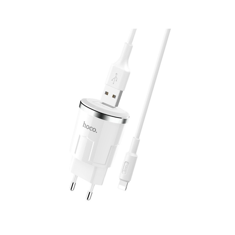 Chargeur secteur Hoco C37A + Câble Pour Type C 2.4A / 12W / Blanc