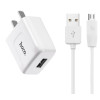 Chargeur secteur Hoco C12 + Câble Pour Micro USB / Blanc
