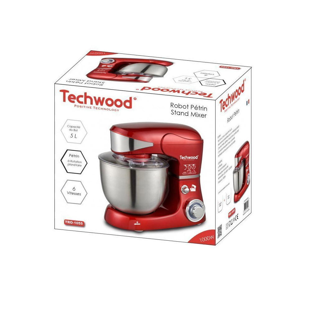 Robot Pétrin TECHWOOD TRO-1055 / 1000W / 5L / Rouge