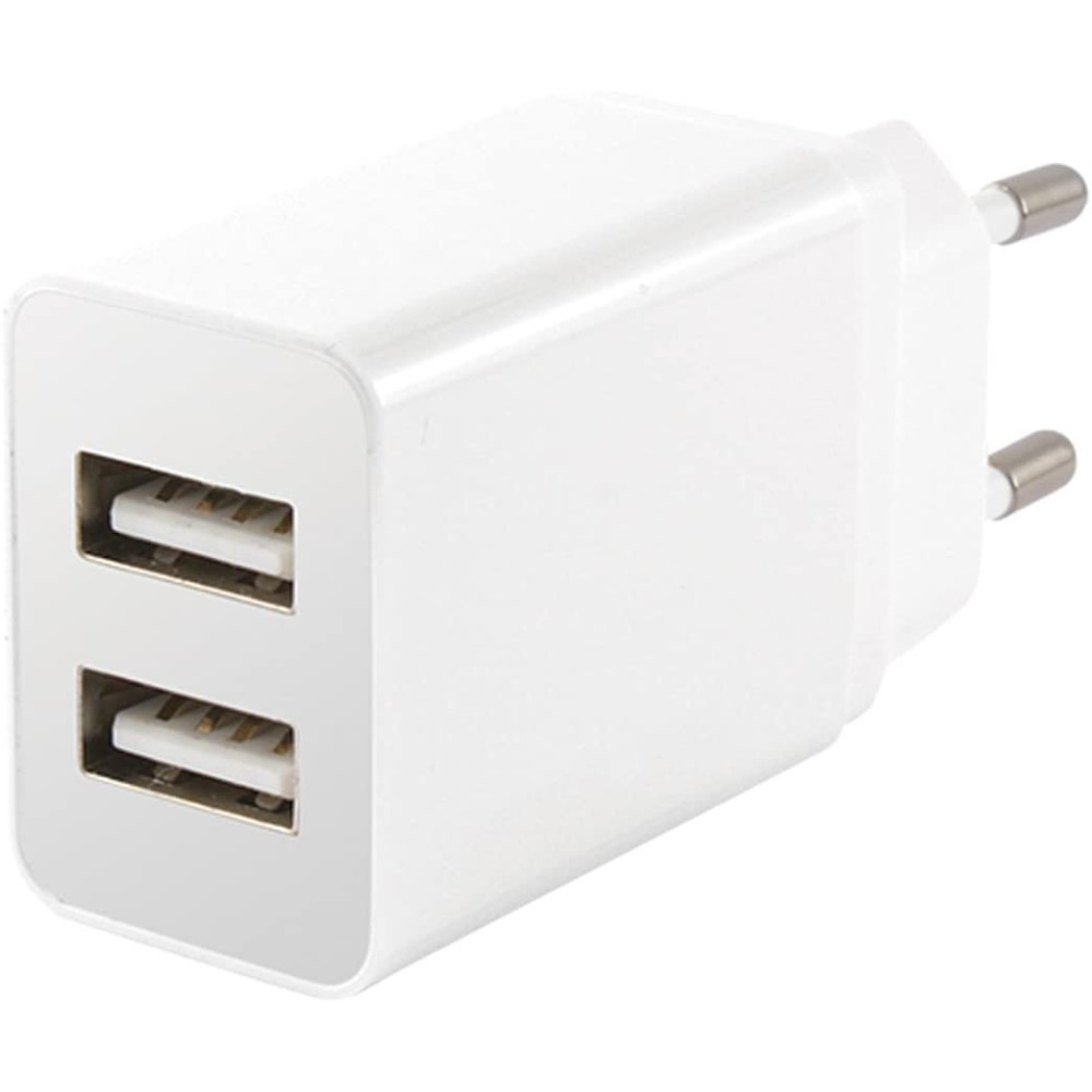Chargeur Mural KSix 2 Ports USB / 2.4A / Blanc