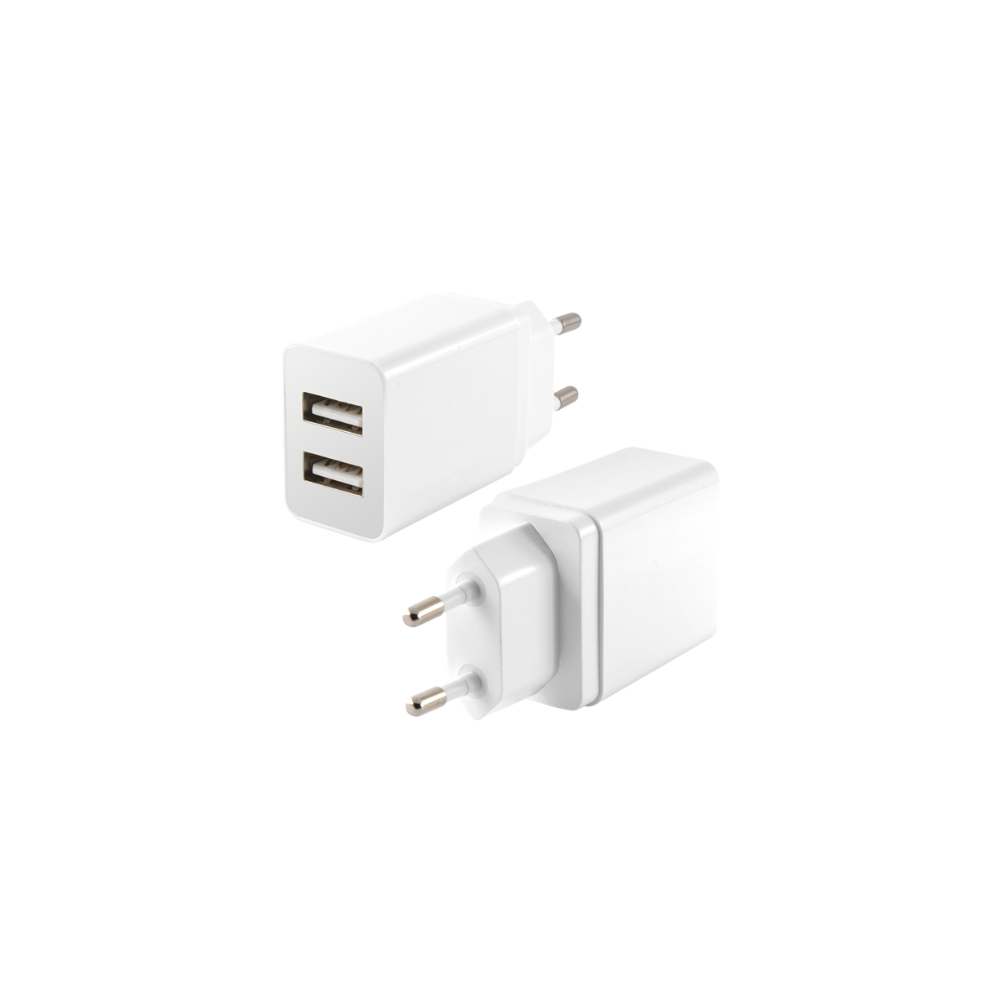 Chargeur Mural KSix 2 Ports USB / 2.4A / Blanc