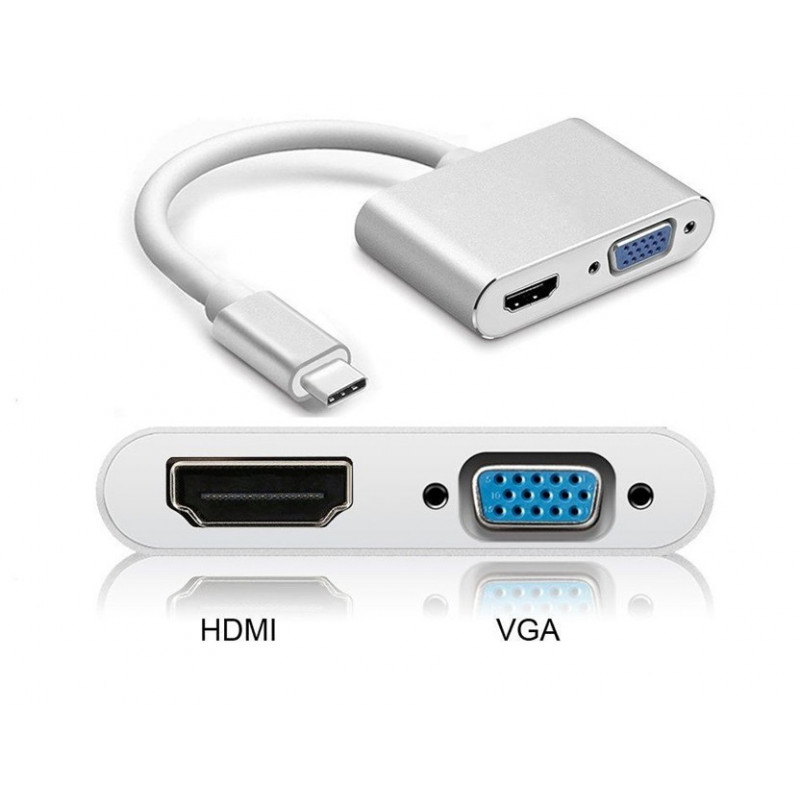 Adaptateur et convertisseur GENERIQUE VSHOP ® USB C vers VGA, Adaptateur  USB C vers VGA Support Résolution 1080P, Blanc