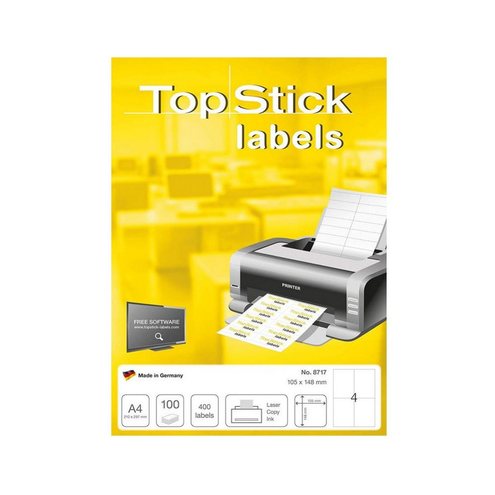 400x Etiquettes HERMA TOP STICK A4/4 / 105 x 148 mm