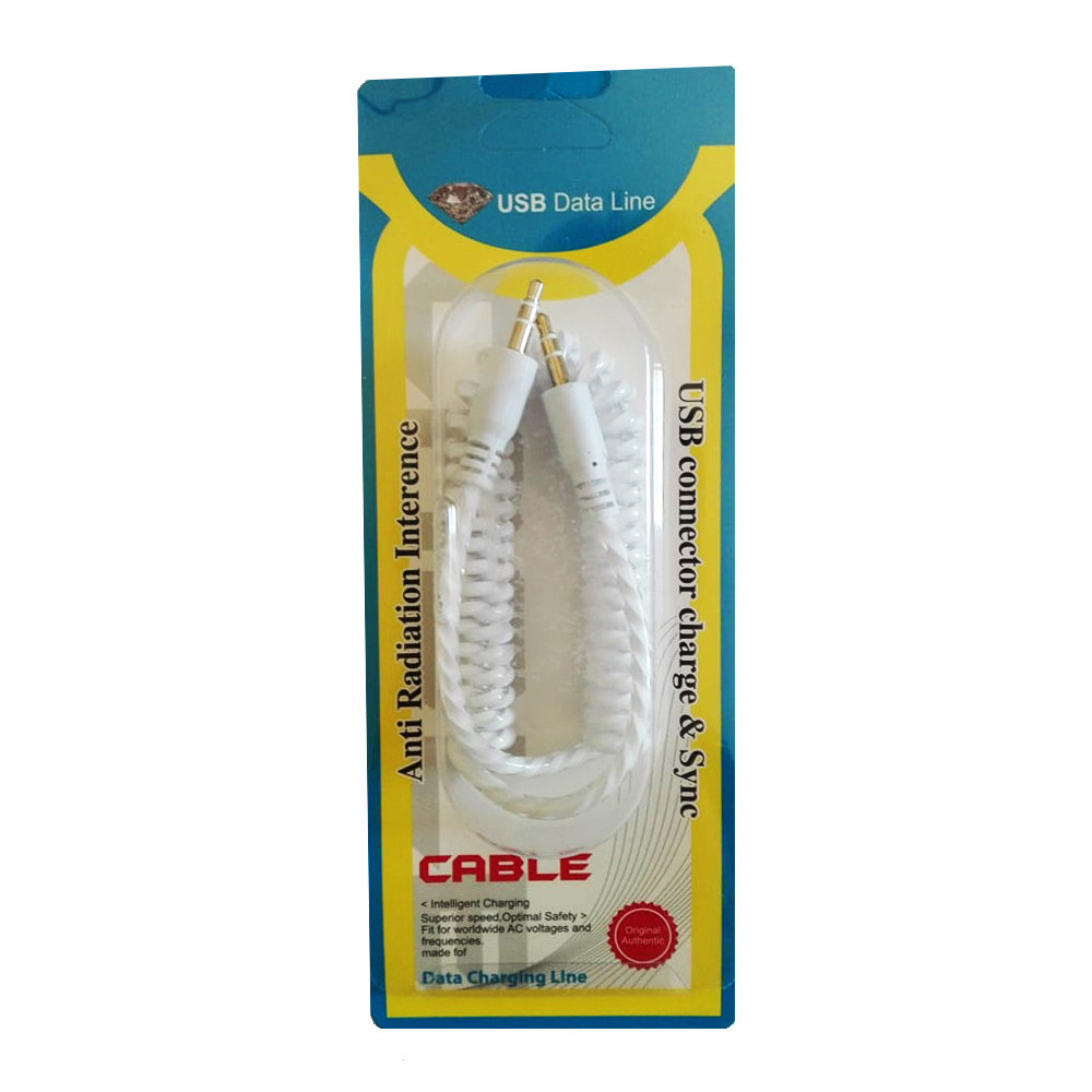 Câble jack Enroulé En Ressort  / 1m / Blanc