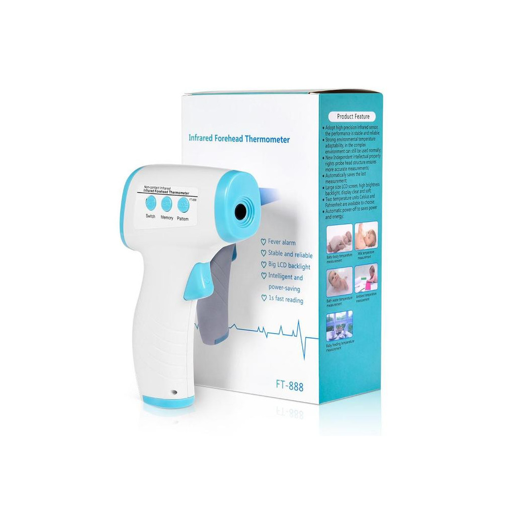 Thermomètre Frontal infrarouge Numérique Sans Contact FT-888 / Blanc & Bleu