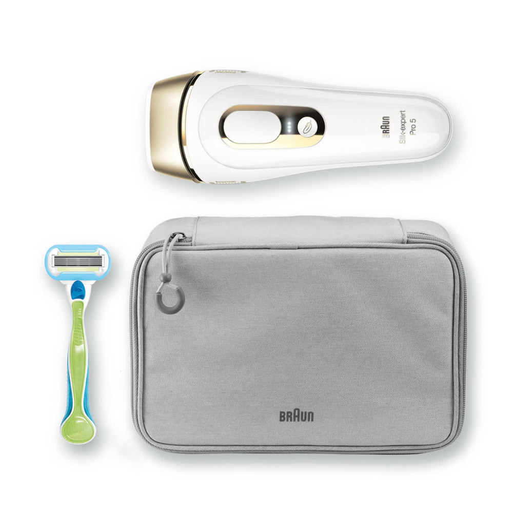Epilateur BRAUN Pro 5 à Lumière Pulsée Intense / Blanc & Doré