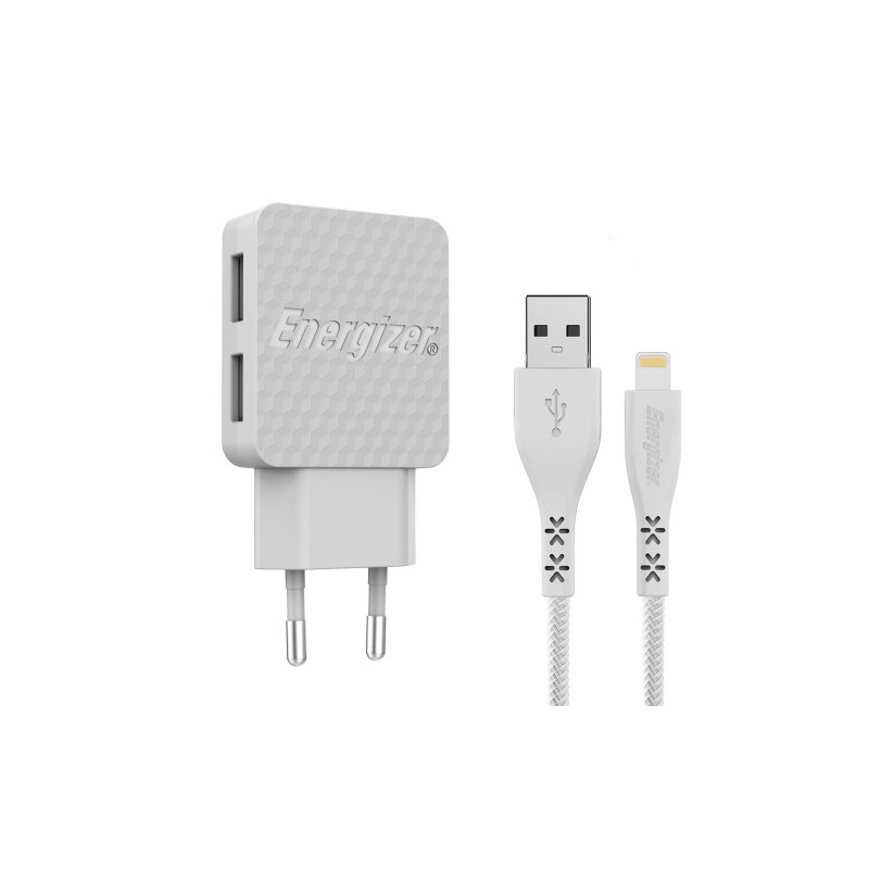 Chargeur secteur Energizer 3.4A 2 Port USB + Câble Lightning image 0